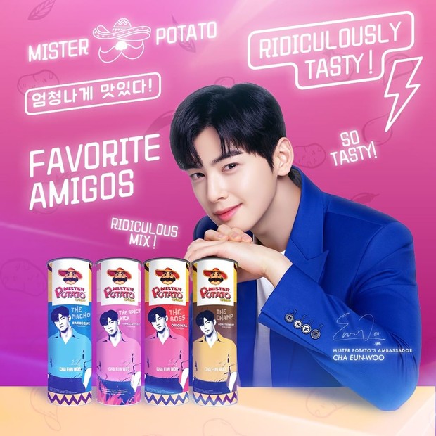 Potret Cha Eun Woo sebagai brand ambassador snack Mister Potato
