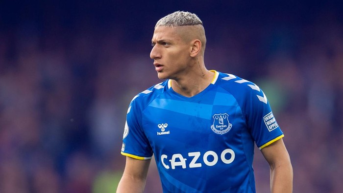 LIVERPOOL, ENGLAND - MAY 19: Richarlison of Everton during the Premier League match between Everton and Crystal Palace at Goodison Park on May 19, 2022 in Liverpool, England. (Photo by Emma Simpson - Everton FC/Everton FC via Getty Images)