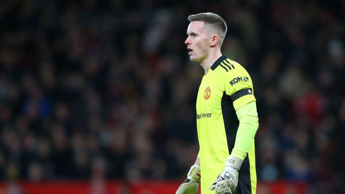 MANCHESTER, ENGLAND - FEBRUARY 04: Dean Henderson of Manchester United looks on during the Emirates FA Cup Fourth Round match between Manchester United and Middlesbrough at Old Trafford on February 04, 2022 in Manchester, England. (Photo by Alex Livesey/Getty Images)