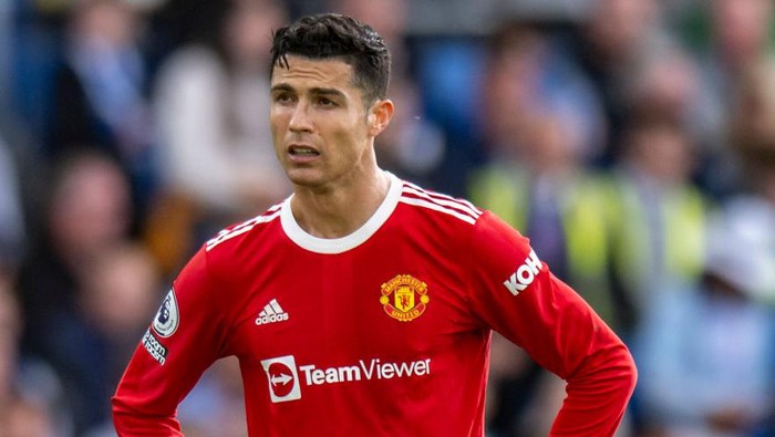 Cristiano Ronaldo BRIGHTON, ENGLAND - MAY 07: Manchester United's Cristiano Ronaldo during the Premier League match between Brighton & Hove Albion and Manchester United at American Express Community Stadium on May 7, 2022 in Brighton, United Kingdom. (Photo by David Horton - CameraSport via Getty Images)