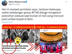 Gibran Luruskan Kabar Anggota JKT48 Alami Pelecehan di Mal Solo