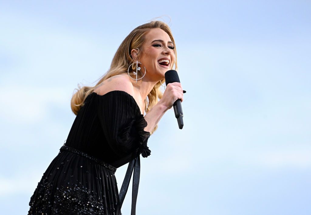 LONDON, ENGLAND - JULY 01: Adele performs on stage as American Express present BST Hyde Park in Hyde Park on July 01, 2022 in London, England. (Photo by Gareth Cattermole/Getty Images for Adele)
