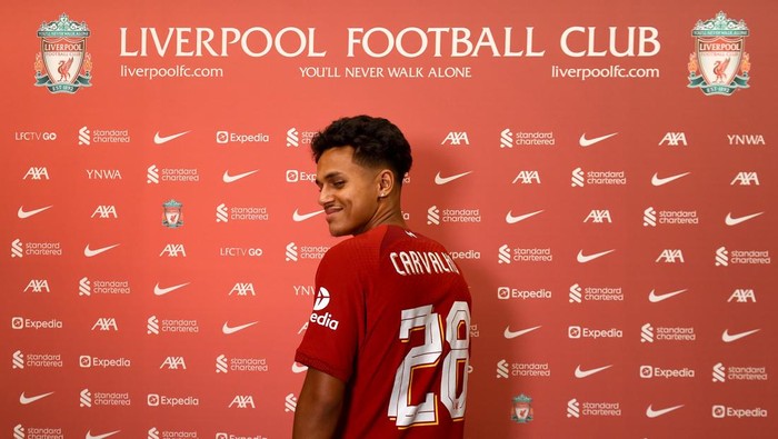KIRKBY, ENGLAND - JULY 03: (THE SUN OUT, THE SUN ON SUNDAY OUT) Fabio Carvalho new signing for Liverpool at AXA Training Centre on July 03, 2022 in Kirkby, England. (Photo by Andrew Powell/Liverpool FC via Getty Images)