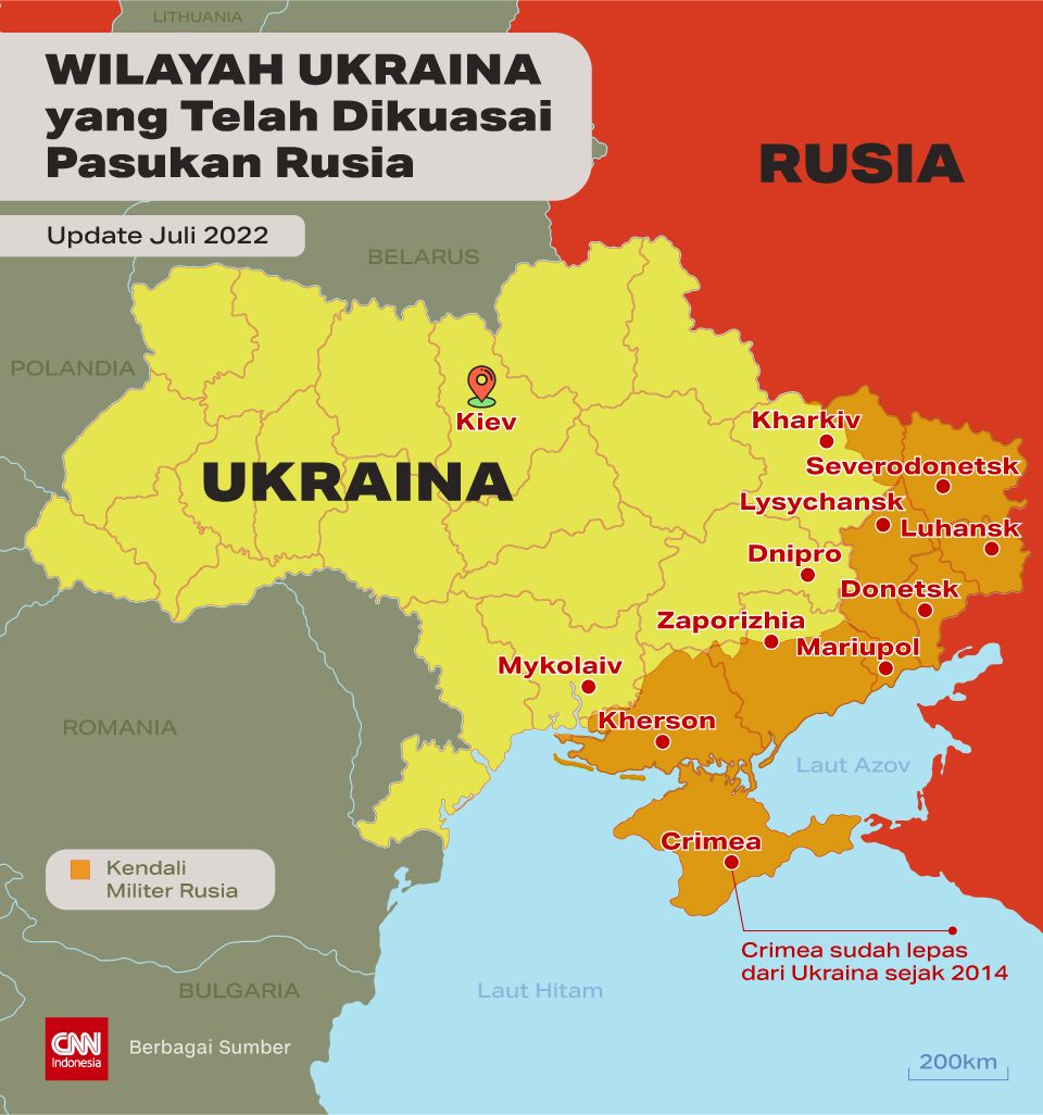 Insert - Wilayah Ukraina yang Telah Dikuasai Pasukan Rusia4 Juli