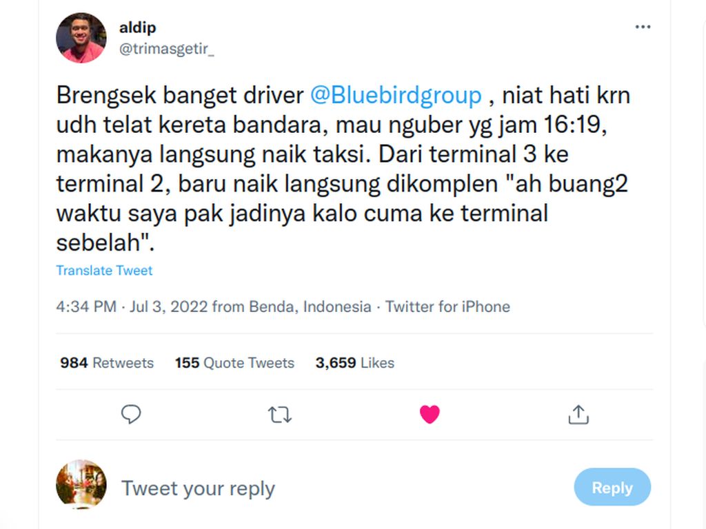 Blue Bird Minta Maaf Soal Penumpang Diputar-putar Sopir di Soetta Blue Bird Minta Maaf Soal Penumpang Diputar-putar Sopir di Soetta