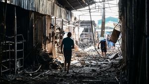 Sisa-sisa Kerusakan di Pasar Sloviansk Ukraina Akibat Serangan Rudal