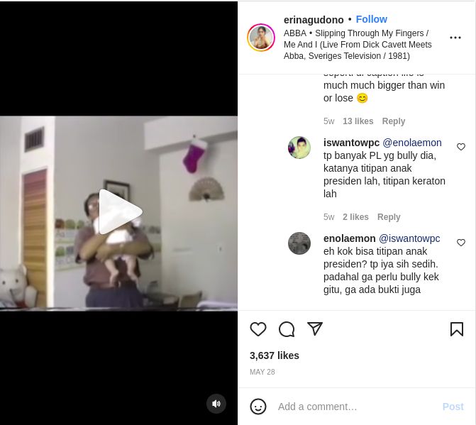 Unggahan Erina Gudono