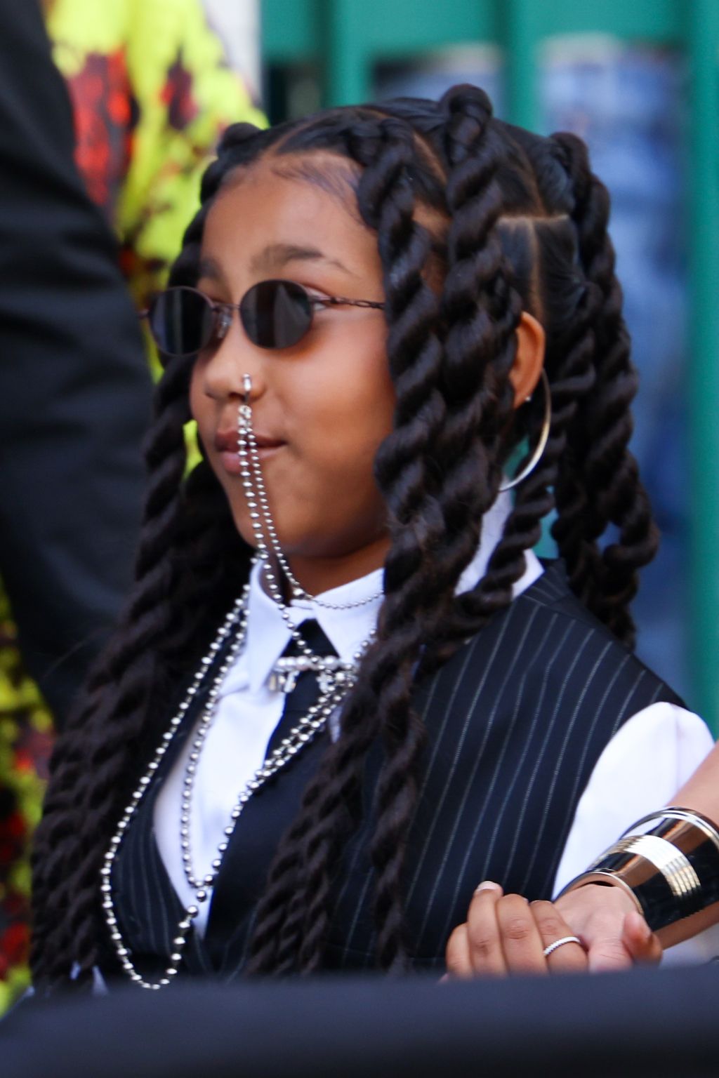 PARIS, FRANCE - JULY 06: Kim Kardashian and North West attend the Jean Paul Gaultier Couture Fall Winter 2022 2023 show as part of Paris Fashion Week  on July 06, 2022 in Paris, France. (Photo by Pierre Suu/Getty Images)