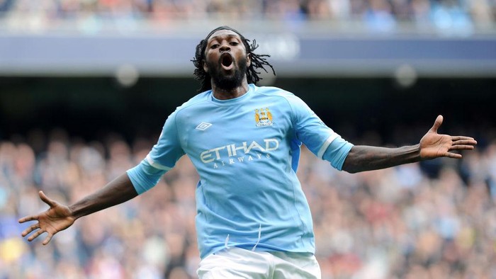 Emmanuel Adebayor, Manchester City   (Photo by Martin Rickett/PA Images via Getty Images)