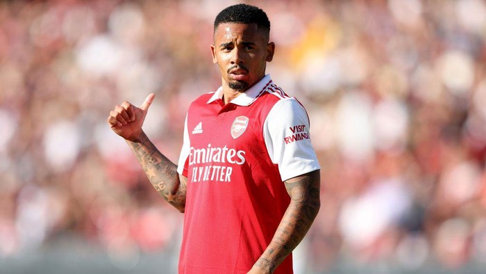 NUREMBERG, GERMANY - JULY 08: Gabriel Jesus of Arsenal reacts during the pre-season friendly match between 1. FC Nürnberg and Arsenal F.C. at Max-Morlock-Stadion on July 08, 2022 in Nuremberg, Germany. (Photo by Alexander Hassenstein/Getty Images)