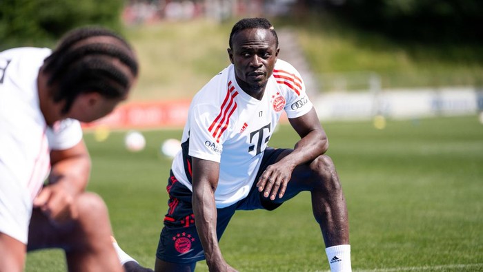 MUNICH, GERMANY - JULY 08: Sadio Mane of FC Bayern Muenchen during a training session of FC Bayern München at Saebener Strasse training ground on July 08, 2022 in Munich, Germany. (Photo by S. Mellar/FC Bayern via Getty Images)