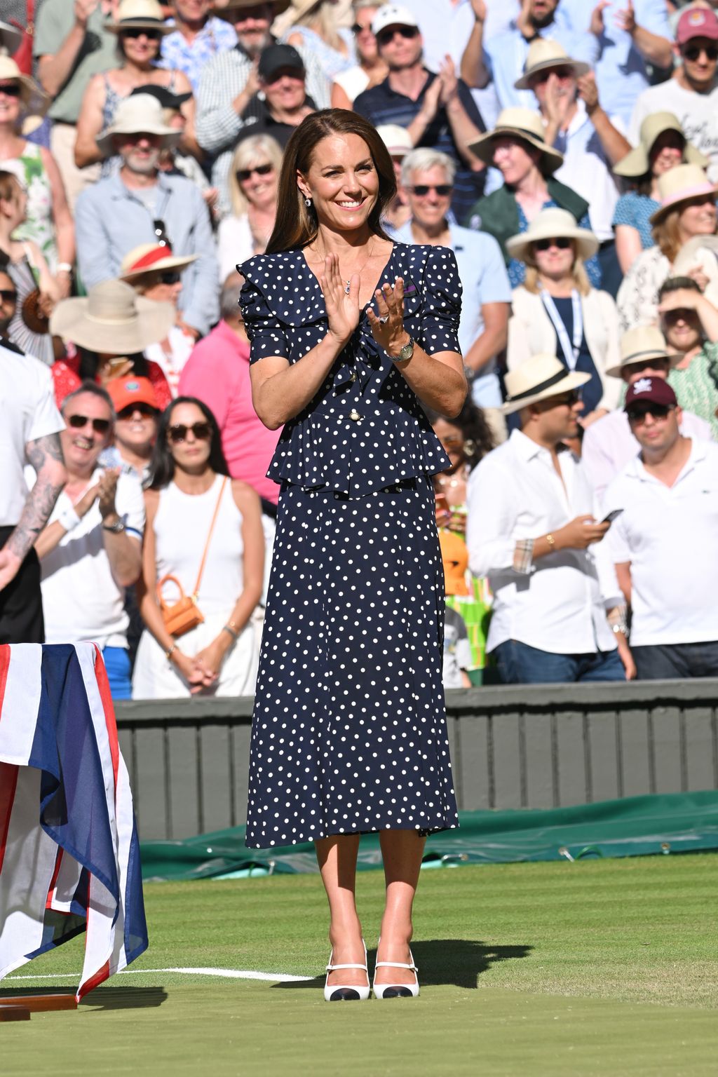 LONDON, ENGLAND - JULY 10: Catherine, Duchess of Cambridge attends The Wimbledon Men's Singles Final at the All England Lawn Tennis and Croquet Club on July 10, 2022 in London, England. (Photo by Karwai Tang/WireImage)