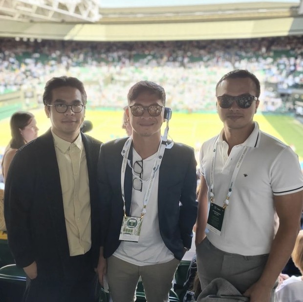 Foto: instagram.com/christorungkat Patrick Owen, Christopher Rungkat, dan Nicholas Saputra di Wimbledon 2022/