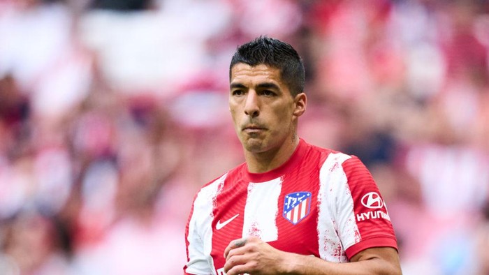 MADRID, SPAIN - MAY 15: Luis Suarez of Club Atletico de Madrid reacts during the LaLiga Santander match between Club Atletico de Madrid and Sevilla FC at Estadio Wanda Metropolitano on May 15, 2022 in Madrid, Spain. (Photo by Juan Manuel Serrano Arce/Getty Images)