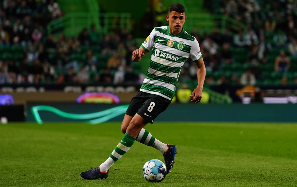 LISBON, PORTUGAL - APRIL 3: Matheus Nunes of Sporting CP in action during the Liga Bwin match between Sporting CP and FC Pacos de Ferreira at Estadio Jose Alvalade on April 3, 2022 in Lisbon, Portugal.  (Photo by Gualter Fatia/Getty Images)