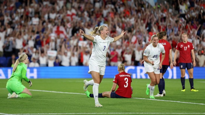 Soccer Football - Women's Euro 2022 - Group A - England v Norway - The American Express Community Stadium, Brighton, Britain - July 11, 2022 England's Ellen White celebrates scoring their third goal REUTERS/Matthew Childs     TPX IMAGES OF THE DAY