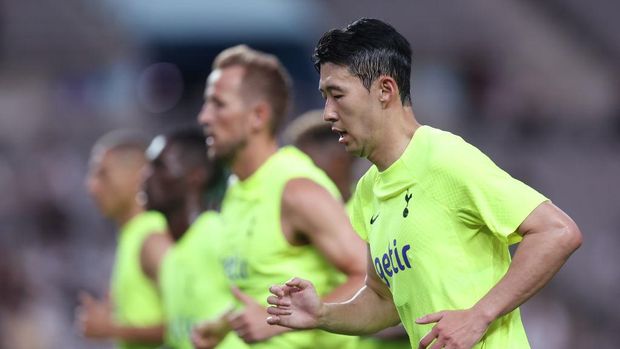 SEOUL, SOUTH KOREA - JULY 11: Heung-Min Son of Tottenham Hotspur during the Tottenham Hotspur training session at Seoul World Cup Stadium on July 11, 2022 in Seoul, South Korea. (Photo by Tottenham Hotspur FC/Tottenham Hotspur FC via Getty Images)