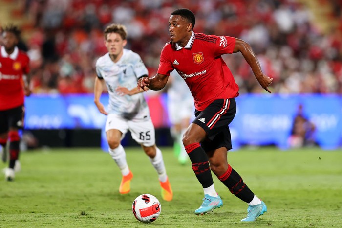 Anthony Martial BANGKOK, THAILAND - JULY 12: Anthony Martial of Manchester United during the preseason friendly match between Liverpool and Manchester United at Rajamangala Stadium on July 12, 2022 in Bangkok, Thailand. (Photo by Matthew Ashton - AMA/Getty Images)