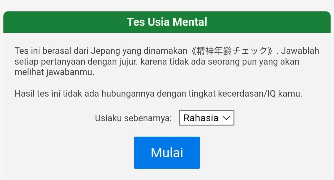 Permainan Tes Usia Mental