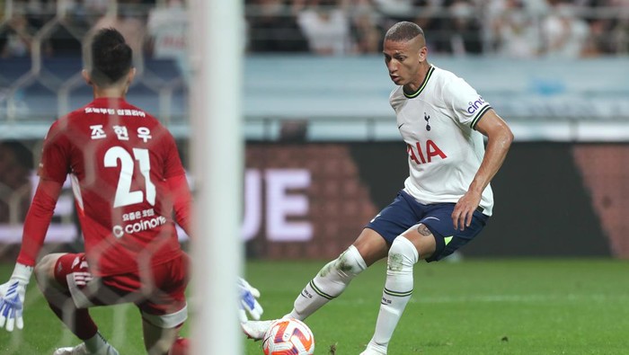 SEOUL, SOUTH KOREA - JULY 13: Richarlison of Tottenham Hotspur  in action during the preseason friendly match between Tottenham Hotspur and Team K League at Seoul World Cup Stadium on July 13, 2022 in Seoul, South Korea. (Photo by Han Myung-Gu/Getty Images)