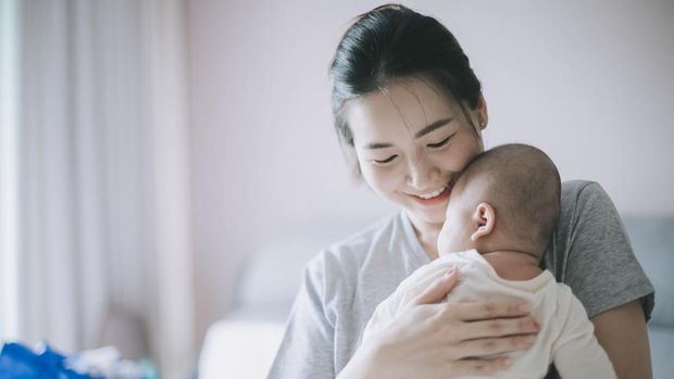 Ilustrasi ibu dan anak di Jepang