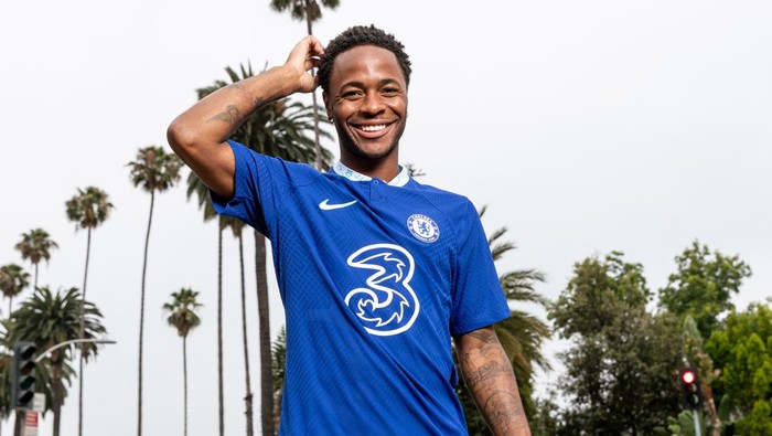 LOS ANGELES, CA - JULY 13:  New signing Raheem Sterling of Chelsea is photographed around Beverley Hills on July 13, 2022 in Los Angeles, California. (Photo by Chelsea FC via Getty Images)