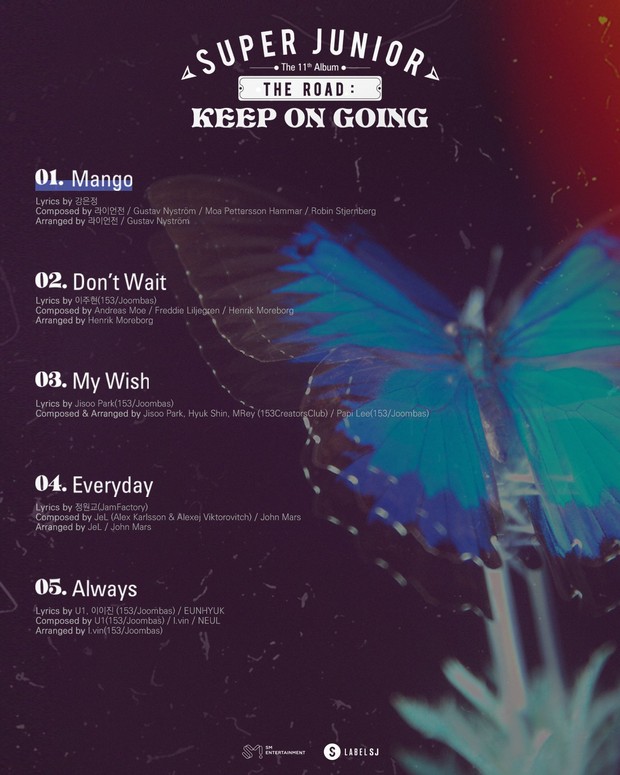 Tracklist SUPER JUNIOR The 11th Album Vol.1 [The Road : Keep on Going]  / Foto : twitter.com/SJOfficial