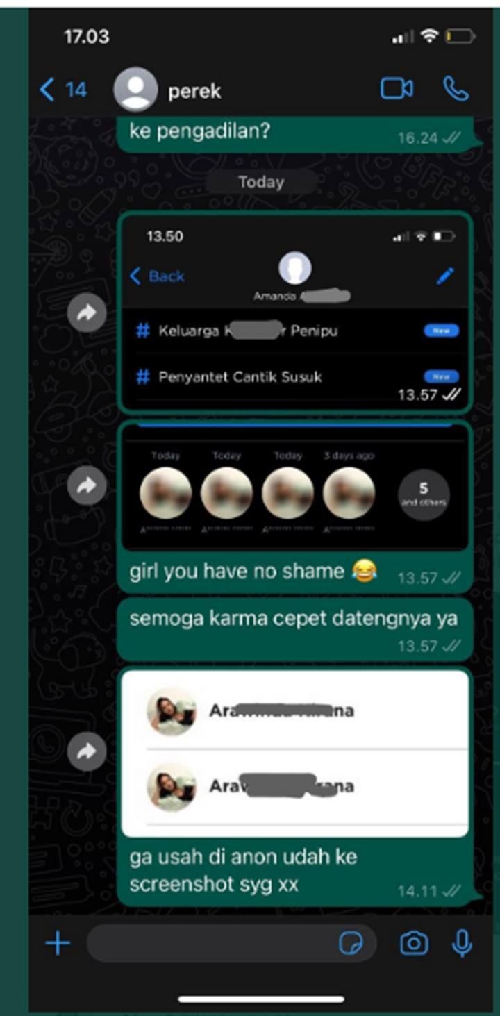 Aksi Arawinda yang menghujat Amanda Zahra.