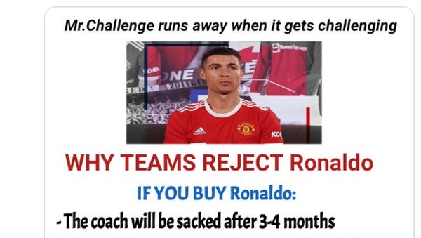 Meme Kocak Ronaldo Ditolak di Mana-mana