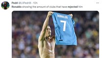 CR7 pun diolok-olok menjadi Cristiano Rejected 7 alias Cristiano Ditolak 7 Kali! (Foto: Twitter)