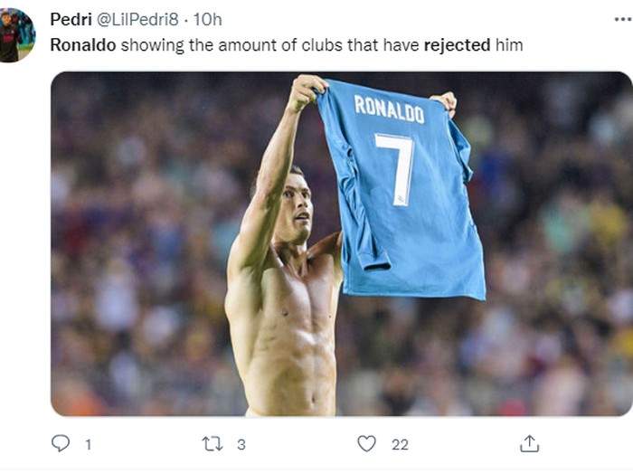 Meme Cristiano Ronaldo ditolak berbagai klub top Eropa.