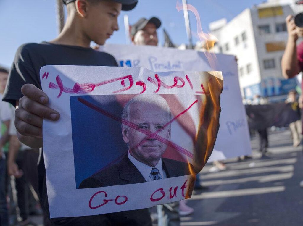 Kunjungan Biden ke Israel Disambut Unjukrasa di Jalur Gaza
