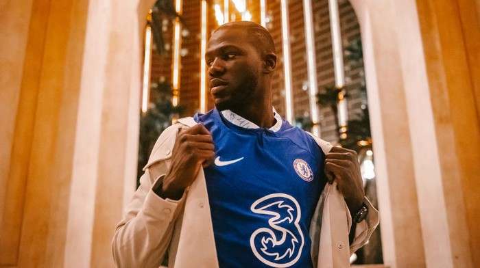 LAS VEGAS, NV - JULY 15:  Kalidou Koulibaly poses for a portrait as is unveiled as a Chelsea player on July 15, 2022 in Las Vegas, Nevada. (Photo by Chelsea FC via Getty Images.