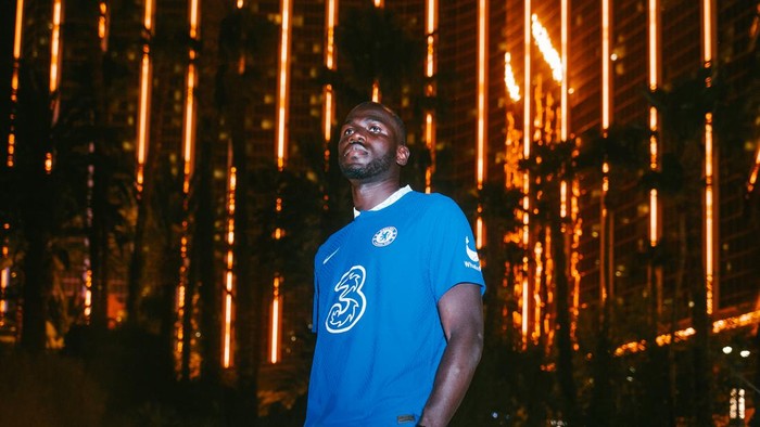 LAS VEGAS, NV - JULY 15:  Kalidou Koulibaly poses for a portrait as is unveiled as a Chelsea player on July 15, 2022 in Las Vegas, Nevada. (Photo by Chelsea FC via Getty Images.
