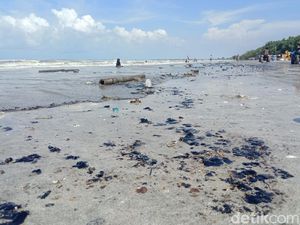 Pantai di Lampung Timur Dipenuhi Limbah Minyak, Polisi Selidiki Pantai di Lampung Timur Dipenuhi Limbah Minyak, Polisi Selidiki