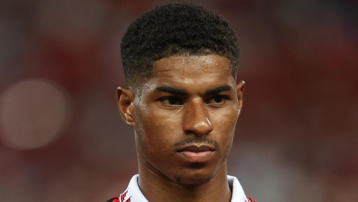 BANGKOK, THAILAND - JULY 12: Marcus Rashford of Manchester United during the preseason friendly match between Liverpool and Manchester United at Rajamangala Stadium on July 12, 2022 in Bangkok, Thailand. (Photo by Matthew Ashton - AMA/Getty Images)