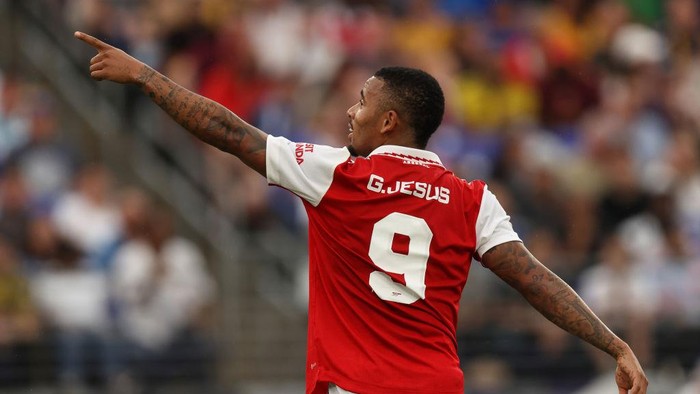 BALTIMORE, MD - JULY 16: Gabriel Jesus of Arsenal during the pre season friendly between Arsenal and Everton at M&T Bank Stadium on July 16, 2022 in Baltimore, Maryland. (Photo by James Williamson - AMA/Getty Images)