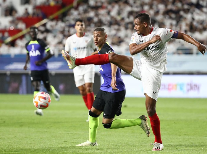 SUWON, SOUTH KOREA - JULY 16: Richarlison of Tottenham Hotspur in action during the pre-season friendly match between Tottenham Hotspur and Sevilla at Suwon World Cup Stadium on July 16, 2022 in Suwon, South Korea. (Photo by Tottenham Hotspur FC/Tottenham Hotspur FC via Getty Images)