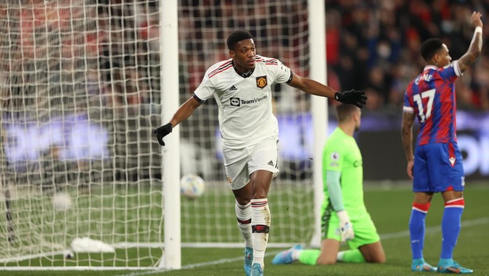 MELBOURNE, AUSTRALIA - JULY 19: Anthony Martial of Manchester United celebrates after scoring a goal during the Pre-Season Friendly match between Manchester United and Crystal Palace at Melbourne Cricket Ground on July 19, 2022 in Melbourne, Australia. (Photo by Robert Cianflone/Getty Images)