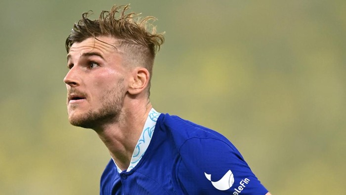 LAS VEGAS, NEVADA - JULY 16: Timo Werner of Chelsea in action during the Preseason Friendly match between Chelsea and Club America at Allegiant Stadium on July 16, 2022 in Las Vegas, Nevada. (Photo by Darren Walsh/Chelsea FC via Getty Images)