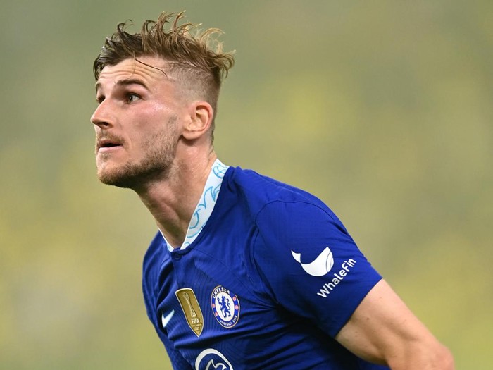 LAS VEGAS, NEVADA - JULY 16: Timo Werner of Chelsea in action during the Preseason Friendly match between Chelsea and Club America at Allegiant Stadium on July 16, 2022 in Las Vegas, Nevada. (Photo by Darren Walsh/Chelsea FC via Getty Images)