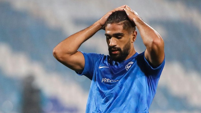 BELGRADE, SERBIA - OCTOBER 29: Abdulla Yusuf Helal of Slovan Liberec reacts during the UEFA Europa League Group L stage match between Crvena Zvezda and FC Slovan Liberec at Rajko Mitic Stadium on October 29, 2020 in Belgrade, Serbia. (Photo by Srdjan Stevanovic/Getty Images)