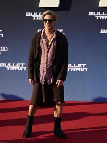 US actor Brad Pitt poses for a photo on the red carpet for a preview of the film Bullet Train at the Zoo Palast cinema in Berlin on July 19, 2022.John MACDOUGALL / AFP