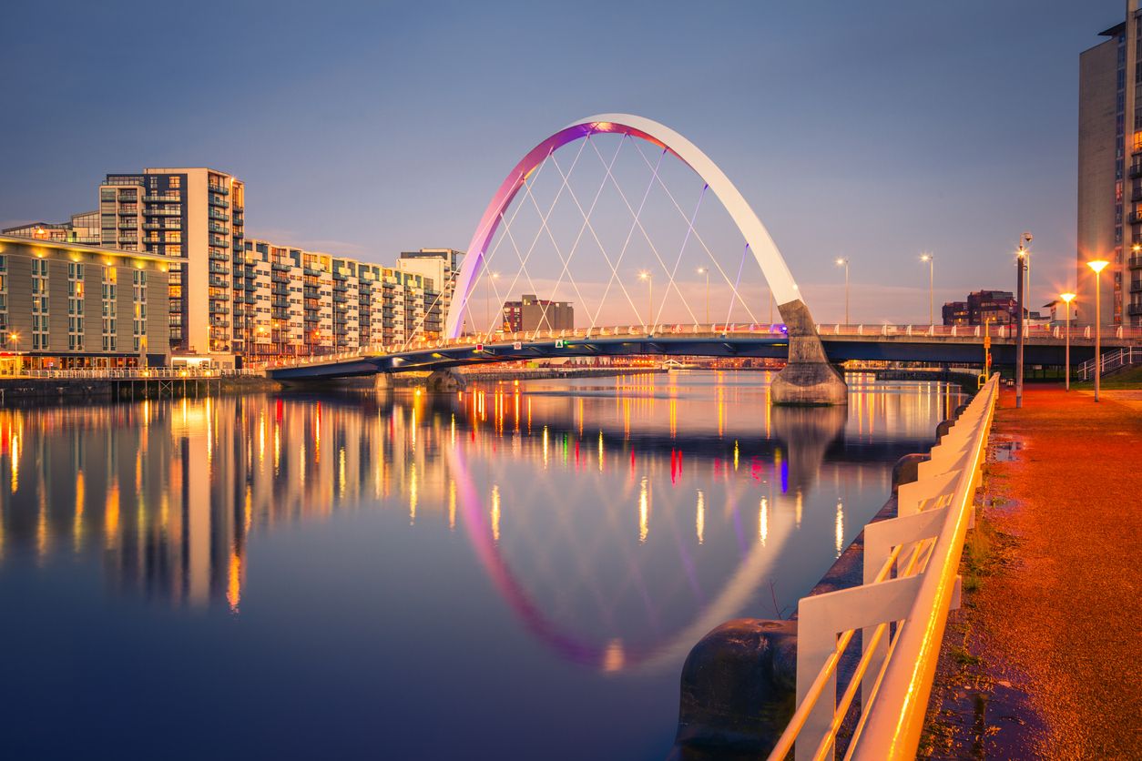 The Finnieston Bridge over the River Clyde in Glasgow - also known as the Clyde Arc and, less formally, the 