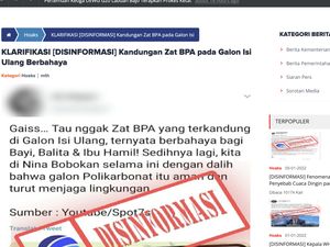 Kominfo Cabut Label Disinformasi di Berita Bahaya BPA Galon Isi Ulang