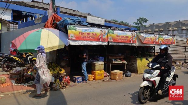 Kondisi Pasar Citayam, Kabupaten Bogor, Jawa Barat pada Selasa (19/7).