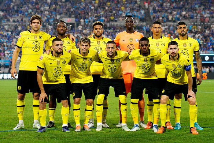 CHARLOTTE, NORTH CAROLINA - JULY 20: Players of Chelsea pose for a team photograph prior to the Pre-Season Friendly match between Chelsea FC and Charlotte FC at Bank of America Stadium on July 20, 2022 in Charlotte, North Carolina. (Photo by Jacob Kupferman/Getty Images)