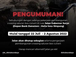 Pengumuman! Jalan Gubernur Suryo Surabaya Akan Ditutup Sebagian