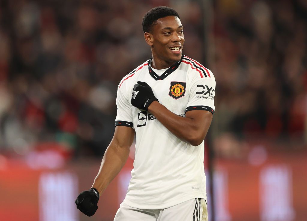 MELBOURNE, AUSTRALIA - JULY 19: Anthony Martial of Manchester United celebrates after scoring a goal during the Pre-Season Friendly match between Manchester United and Crystal Palace at Melbourne Cricket Ground on July 19, 2022 in Melbourne, Australia. (Photo by Robert Cianflone/Getty Images)