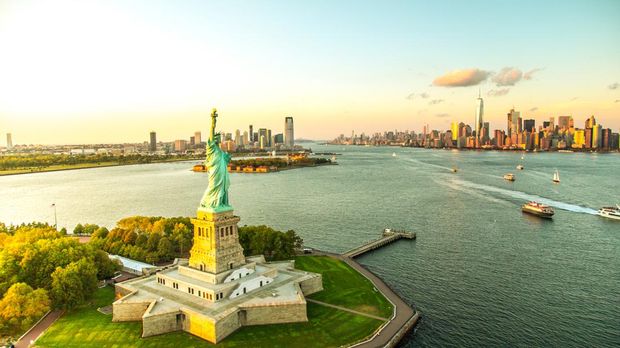 Aerial View of Liberty Island, New York